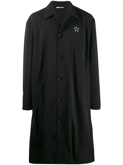 Valentino Logo Print Mid-length Coat In Black