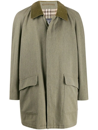 Pre-owned Burberry 1990s Cutaway Collar Coat In Green