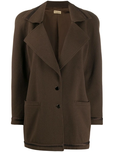 Pre-owned Versace 1980s Buttoned Coat In Brown