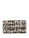 Pre-owned Louis Vuitton  Graffiti Print Continental Wallet In Brown