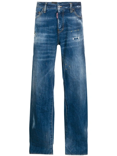 Dsquared2 Stonewashed-effect Loose-fit Jeans In Blue