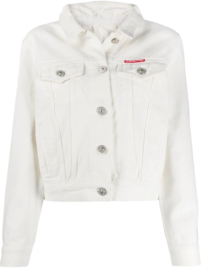 Pushbutton Slim-fit Denim Jacket In White
