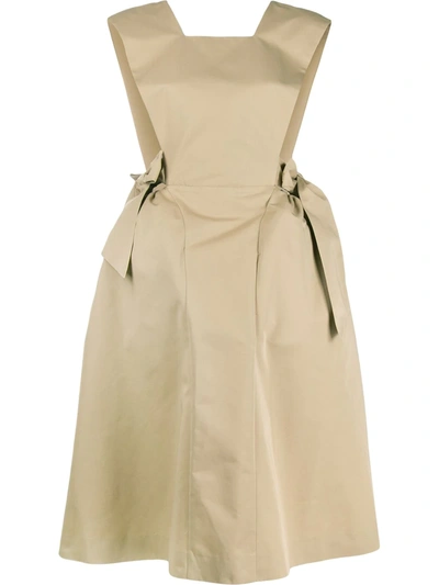 Pushbutton Sleeveless Flared Dress In Neutrals