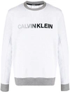 Calvin Klein Textured Logo Sweater In Grey