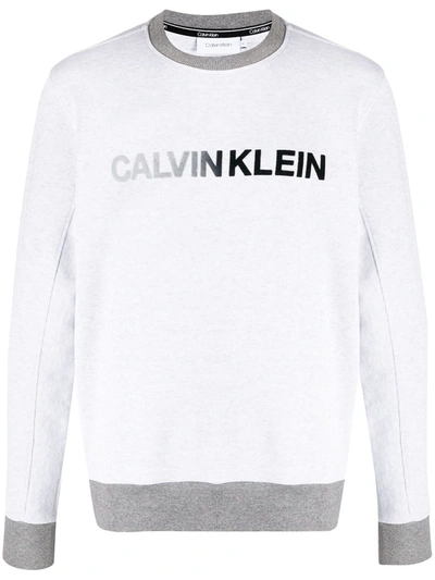 Calvin Klein Textured Logo Jumper In Grey