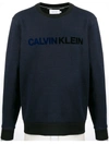Calvin Klein Textured Logo Sweater In Blue
