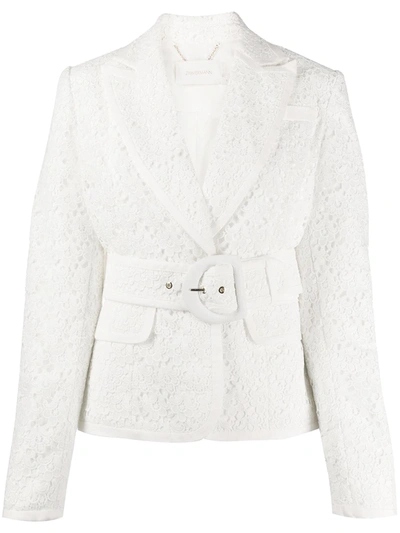 Zimmermann Super Eight Lace Blazer In White