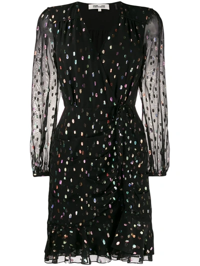 Diane Von Furstenberg Lilian Sheer Metallic Dress In Black