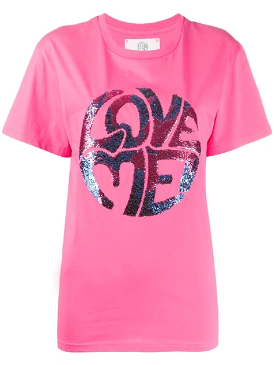 Alberta Ferretti Love Me Embellished T-shirt In Pink