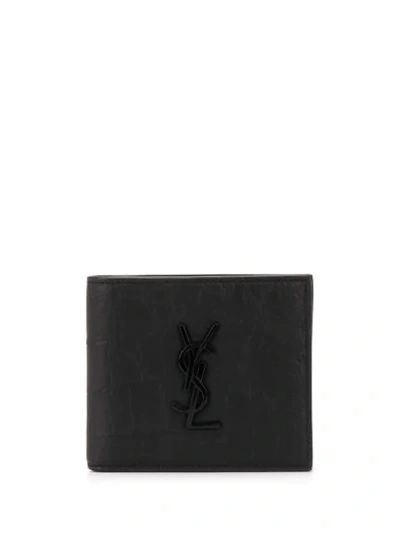 Saint Laurent Wrinkled-effect Bi-fold Wallet In Black