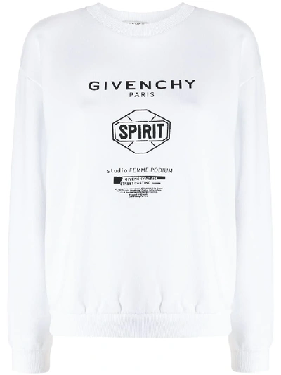 Givenchy Spirit Print Crew Neck Sweatshirt In White