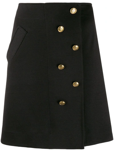 Givenchy A-line Button-embellished Skirt In Black