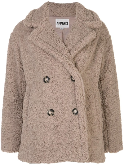 Apparis Faux Fur Coat In Neutrals