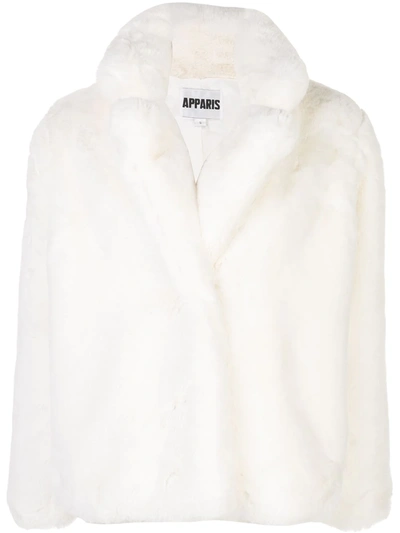 Apparis Women's Sarah Tiered Faux Fur Short Coat In Ivory