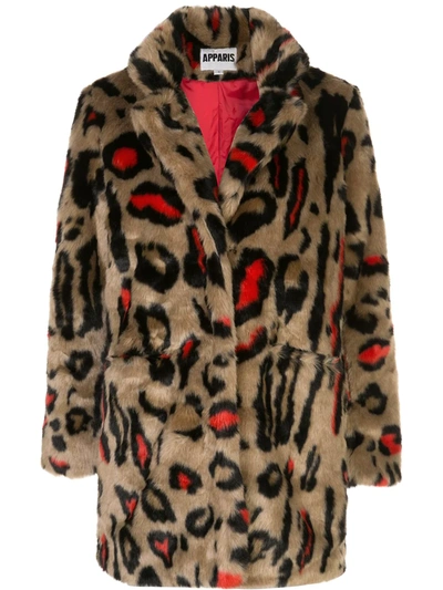 Apparis Ness Shaved Faux Fur Coat In Brown