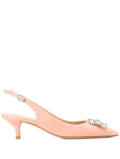 Stuart Weitzman Kitty Embellished Pumps In Pink