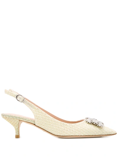 Stuart Weitzman Kitty Embellished Pumps In Gold