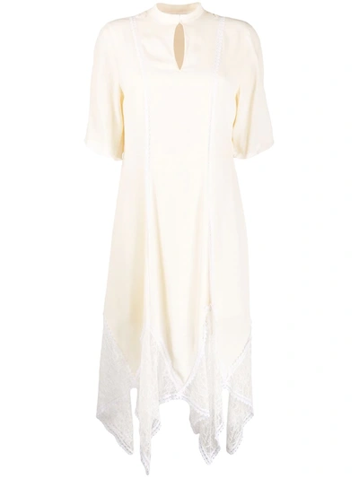 See By Chloé Lace Asymmetric Hem Dress In Neutrals
