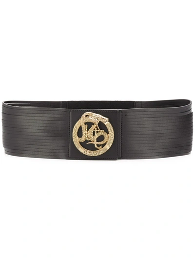 Just Cavalli Logo Snake Embellished Belt In Black