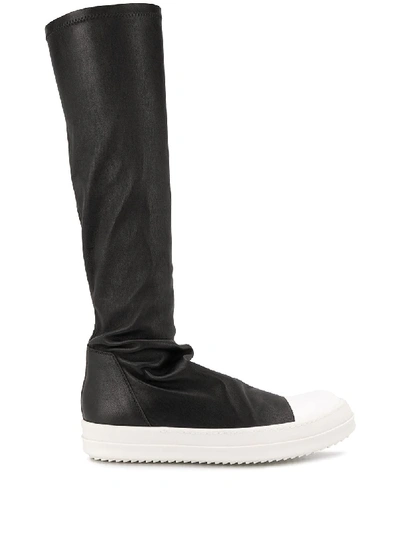 Rick Owens Stretch Fit Knee High Boots In Black