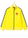Dsquared2 Kids' Logo Tape Zip-up Sweatshirt In Yellow