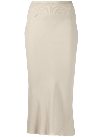 Rick Owens Stretch Fit Draped Skirt In Neutrals