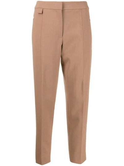 Theory High-rise Cropped Tapered Trousers In Neutrals