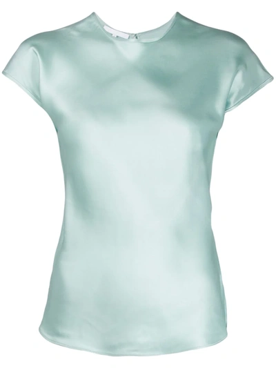 Helmut Lang Satin T-shirt In Blue