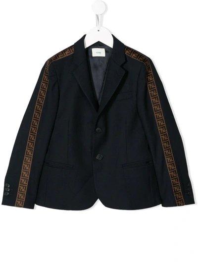 Fendi Teen Ff Trim Blazer In Blu