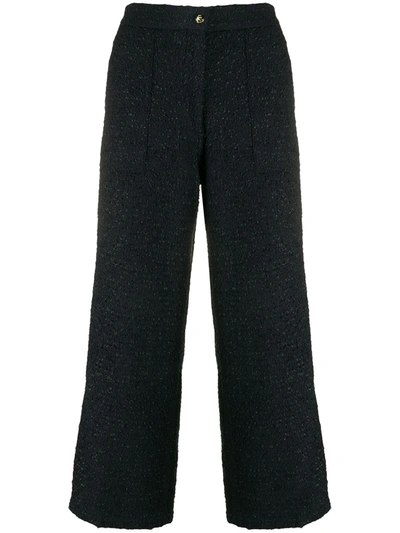 Etro Tweed Flared Trousers In Blue