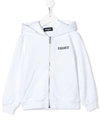 Dsquared2 Kids' Icon Zip-up Cotton Hoodie In White