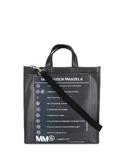 Mm6 Maison Margiela Logo Print Tote In Black