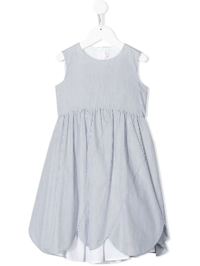 Il Gufo Kids' Stripe Print Dress In White