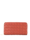 Bottega Veneta Intrecciato Weave Continental Wallet In Brown