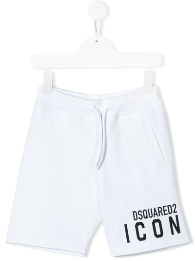 Dsquared2 Teen Icon Cotton Track Shorts In White