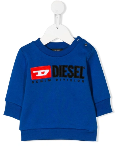 Diesel Babies' Logo Embroidered Sweatshirt In Blue