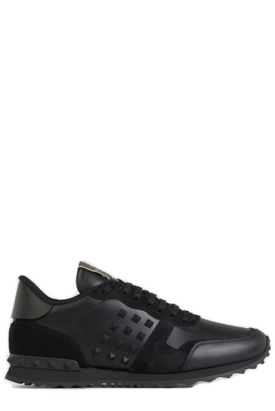 Valentino Garavani Rockstud-embellished Lace-up Sneakers In Black