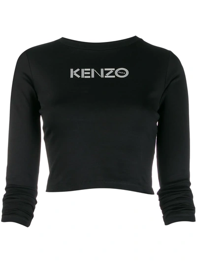 Kenzo Logo-print Cropped Top In Black