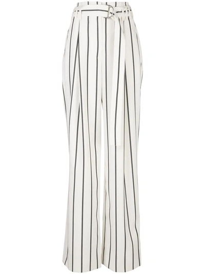 Proenza Schouler Striped Belted Trousers In White