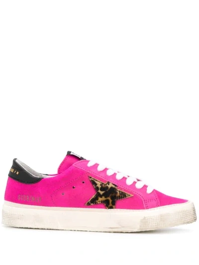 Golden Goose May Leopard-print Star Trainers In Pink