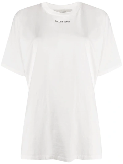 Golden Goose Logo Print Cotton T-shirt In White