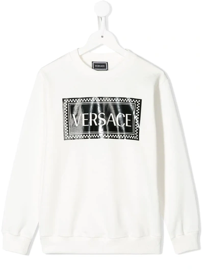 Young Versace Kids' Printed Logo Sweatshirt In White
