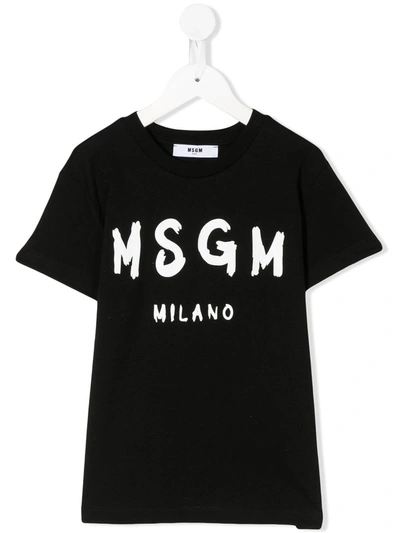 Msgm Teen Logo Print T-shirt In Black