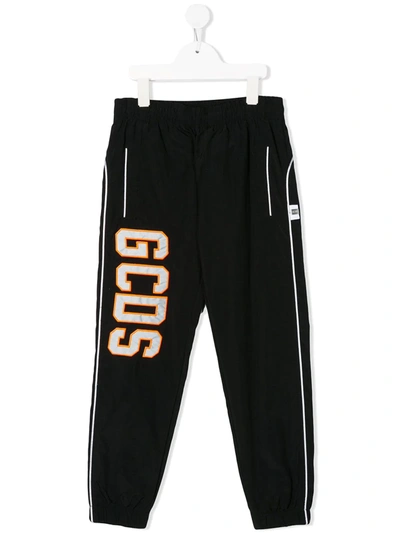 Gcds Kids' Logo Patch Track Trousers In Black