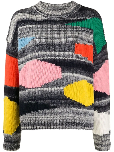Essentiel Antwerp Vister Block Colour Knit Jumper In Grey