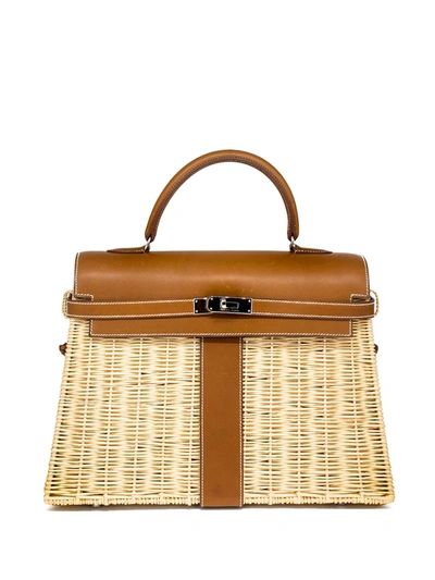 Pre-owned Hermes 2011  Kelly 35cm Picnic Bag In Neutrals