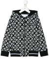 Givenchy Kids' Knitted Logo Hoody In Nero/bianco