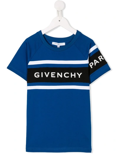 Givenchy Kids' Logo Jersey T-shirt In Blu