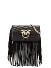 Pinko Love Fringed Crossbody Bag In Black