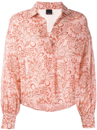 Pinko Floral Print Boxy-fit Blouse In Pink